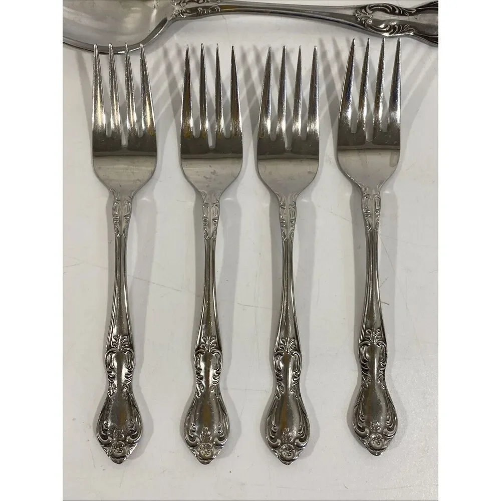 Easterling‎ Stainless Flatware Valhalla (4) Salad Forks (5) Soup Spoons